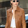 Gigi Hadid Tan Brown Leather Jacket