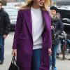 Gigi Hadid Wool Purple Winter Coat