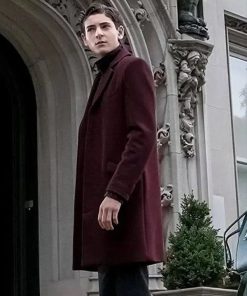 Gotham David Mazouz Burgundy Wool Coat