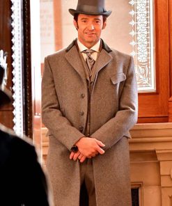 Greatest Showman Hugh Jackman Gray Wool Coat Free Shipping UK USA Canada