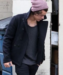 Harry Styles Classic Vintage Wool Pea Coat Celebrity outfits