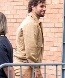 Henry Cavill In The Grey 2025 Brown Cotton Jacket celebrity Outfits