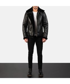 Men's B3 Bomber Aviator Leather Black Fur Jacket Christmas Sale