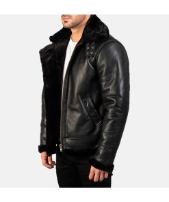 Men's B3 Bomber Aviator Leather Black Fur Jacket Gifts For Him