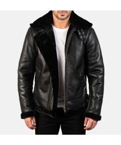 Men's B3 Bomber Aviator Leather Black Fur Jacket Shop now