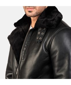 Men's B3 Bomber Aviator Leather Black Fur Jacket Winter Sale