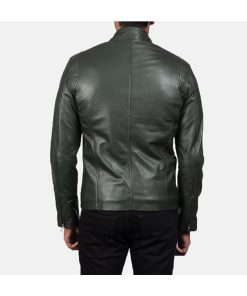 Men's Classic Biker Green Leather Jacket Shop now