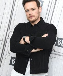 Sam Heughan Black Trucker Suede Jacket