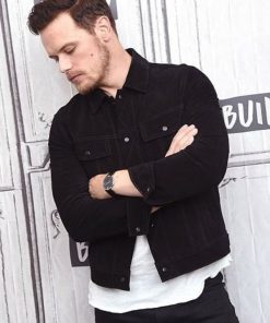 Sam Heughan Black Trucker Suede Jacket Black Friday Sale