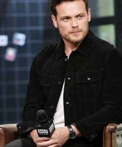 Sam Heughan Black Trucker Suede Jacket Shop now