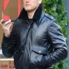 Sam Heughan Bomber Black Leather Jacket