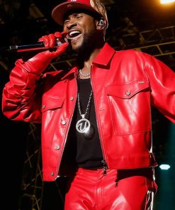 Super Bowl Halftime Show Usher Red Leather Jacket
