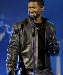 Super Bowl Halftime Usher Black Leather Jacket