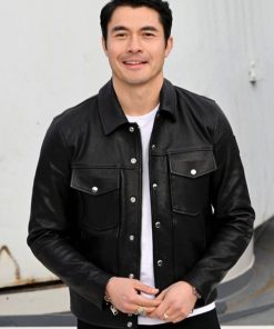The Ministry of Ungentlemanly Warfare Henry Golding Trucker Leather Jacket Black Friday Sale