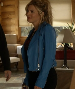 Big Sky Jenny Hoyt Blue Leather Jacket Celebrity Outfits