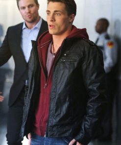Colton Haynes Arrow Black Leather Jacket