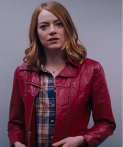 La La Land Emma Stone Red Leather Jacket Sale