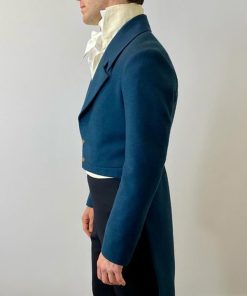 Benedict Bridgerton Vintage Blue Wool Tailcoat Halloween Sale