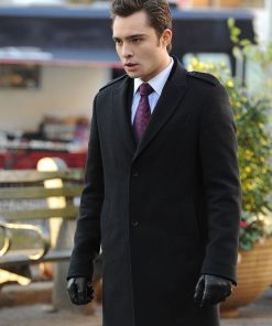 Ed Westwick Gossip Girl Black Wool Coat