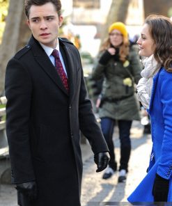 Ed Westwick Gossip Girl Black Wool Coat Free Shipping UK USA Canada