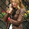 Gossip Girl Blake Lively Brown Leather Jacket