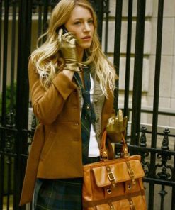 Gossip Girl Blake Lively Serena Brown Wool Jacket Free Shipping UK USA Canada