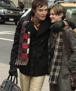 Gossip Girl Chuck Bass Black Wool Peacoat Sale