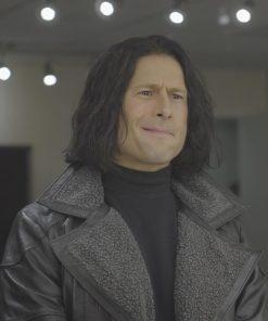 Hit Man Glen Powell Vintage Black Leather Coat Buy now