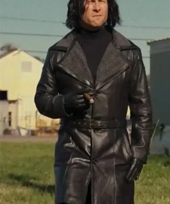 Hit Man Glen Powell Vintage Black Leather Coat Sale