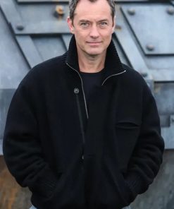 Jude Law Star Wars Skeleton Crew Black Wool Jacket Sale