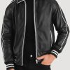 Men's Vintage Black Leather Varsity Jacket