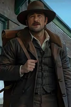 1923 Brandon Sklenar Cowboy Brown Leather Coat Sale