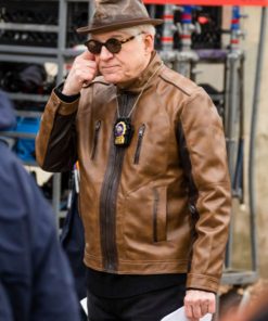 Steve Martin Only Murders In The Building Brown Leather Jacket Free Shipping UK USA Canada