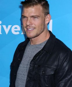 Alan Ritchson Black Leather Jacket