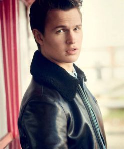 Ansel Elgort Black Fur Jacket