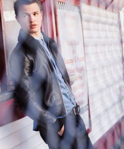 Ansel Elgort Black Fur Jacket