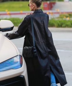 Hailey Bieber Leather Coat
