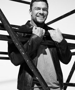Alan Ritchson Brown Leather Jacket