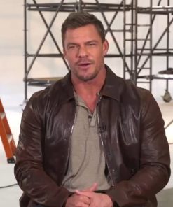 Alan Ritchson Brown Leather Jacket