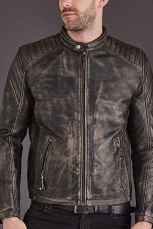 Men Biker Distressed Jacket