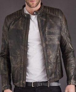 Men Biker Distressed Jacket