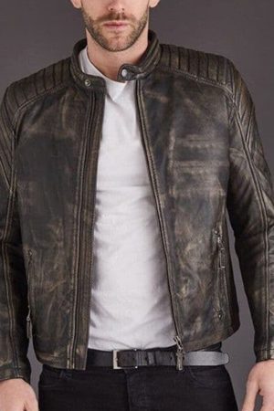 Men Biker Distressed Jacket