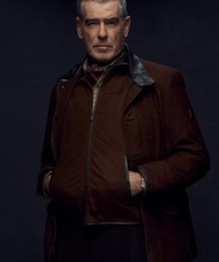 MobLand Pierce Brosnan Brown Suede Leather Jacket