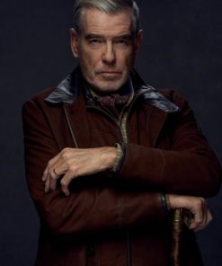 MobLand Pierce Brosnan Brown Suede Leather Jacket Sale