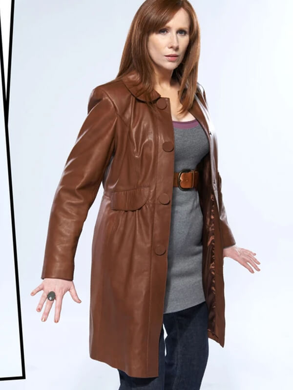 Catherine Tate Leather Coat