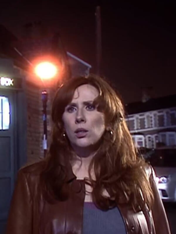 Catherine Tate Leather Coat