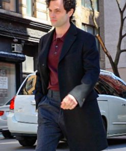 You Season 5 Penn Badgley Black Wool Coat Free Shipping Worldwide