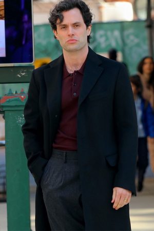You Season 5 Penn Badgley Black Wool Coat Shop now