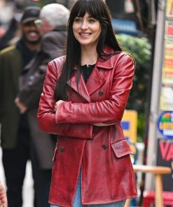 Dakota Johnson Leather Coat