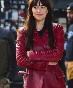 Dakota Johnson Leather Coat